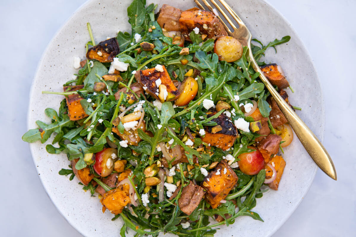 Sweet Potato Salad with Cherries & Pistachios (Gluten Free)