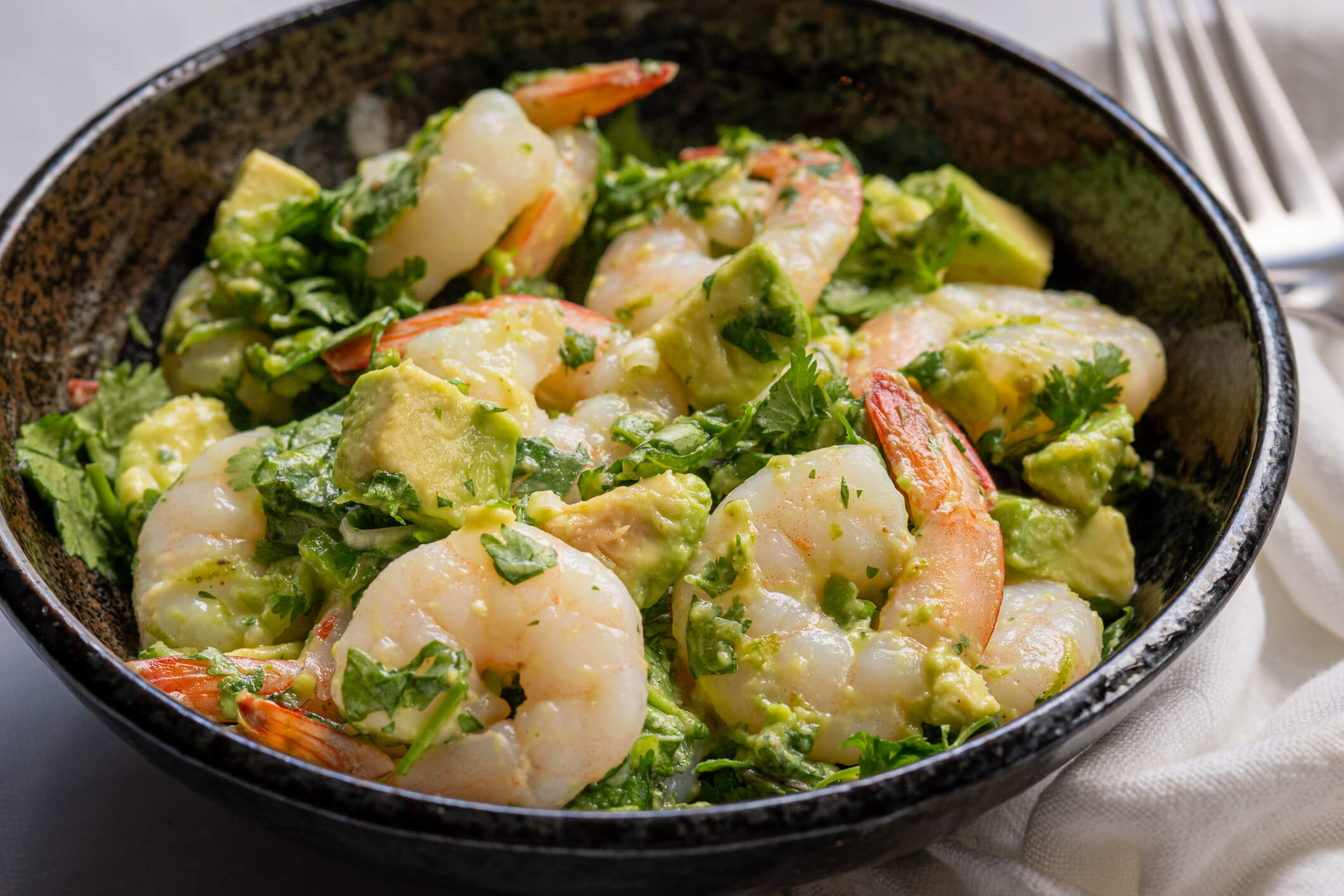 Shrimp With Avocado and Basil-Cilantro Salad (Keto Friendly)