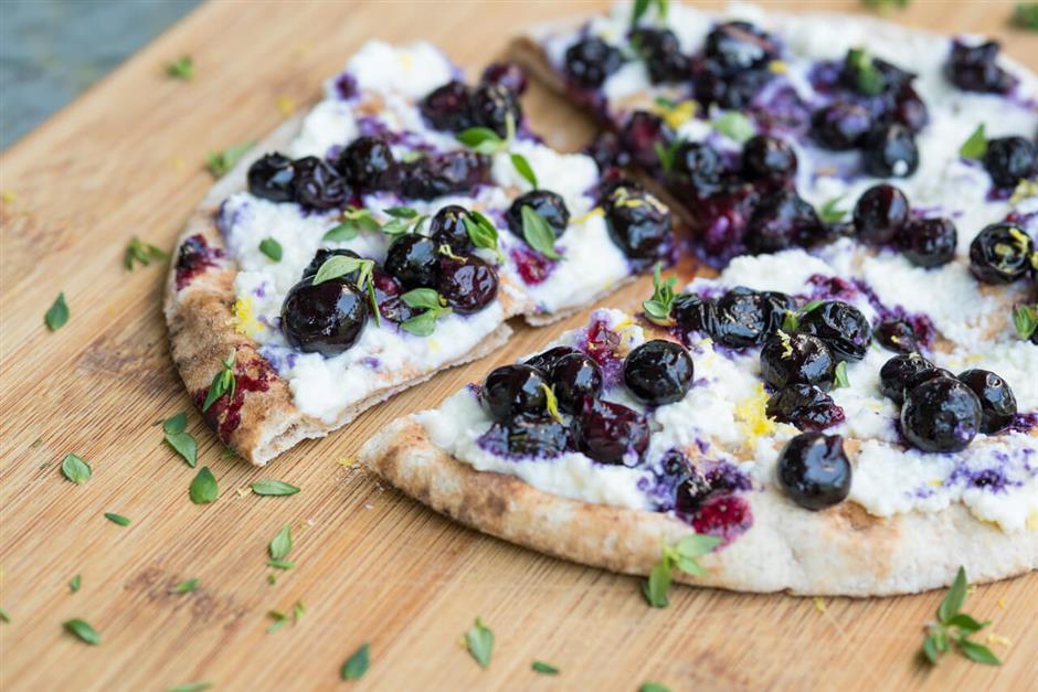 Ricotta Toast with Roasted Blueberries and Thyme