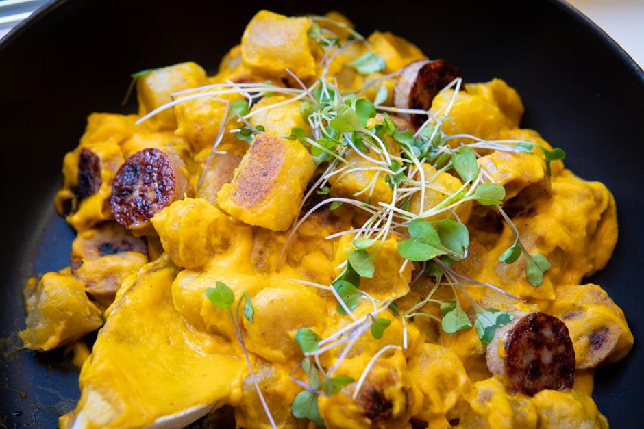 Cauli Gnocchi With Creamy Carrot Sauce and Sausage 