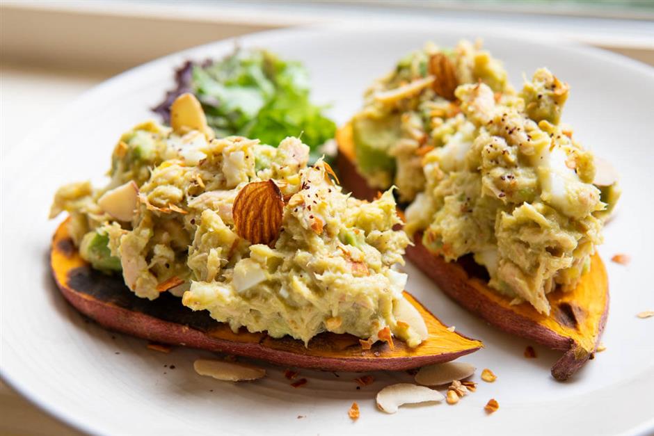 Avocado Tuna Salad on Sweet Potato Toast