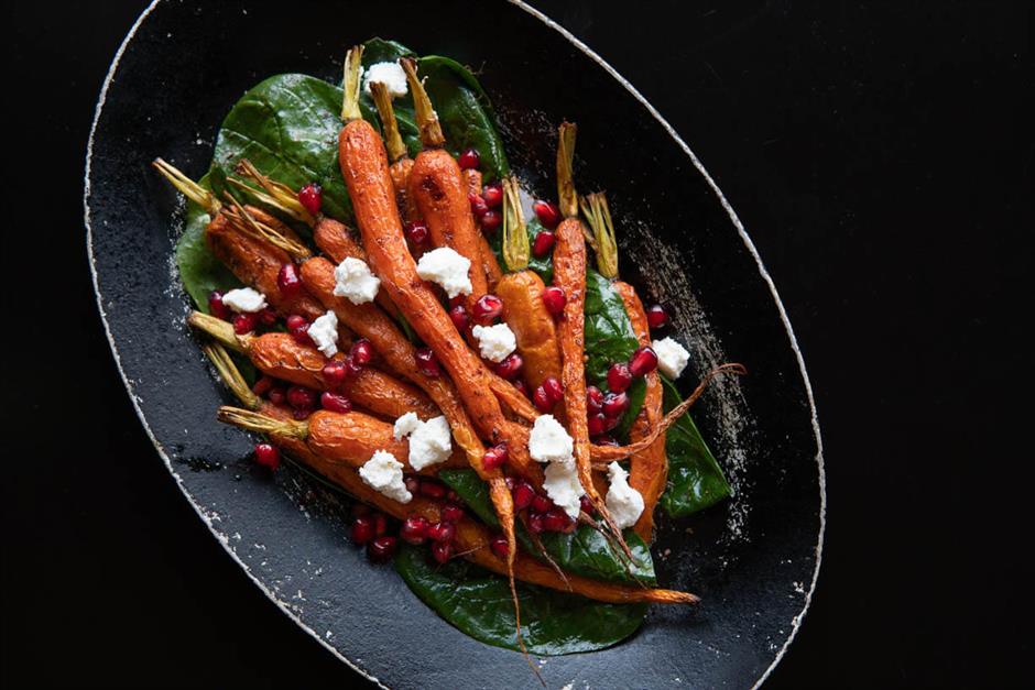 Warm Carrot and Pomegranate Salad with Goat Cheese