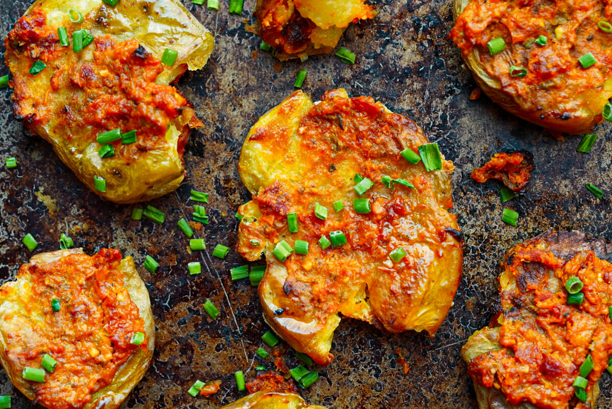 Sundried Tomato & Feta Smashed Potatoes