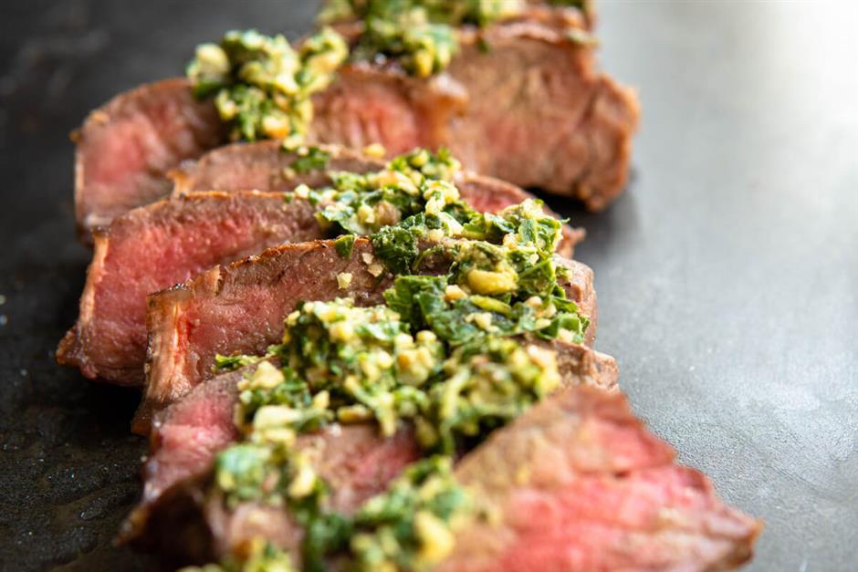 Bison Strip Loin with Pesto