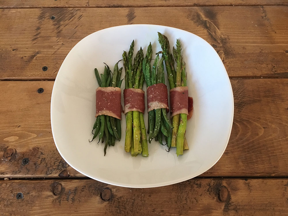 Turkey Bacon Wrapped Green Beans & Asparagus